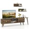 75" Walnut Entertainment Center with Floating Wall Shelves and Cabinet Storage for Living Room